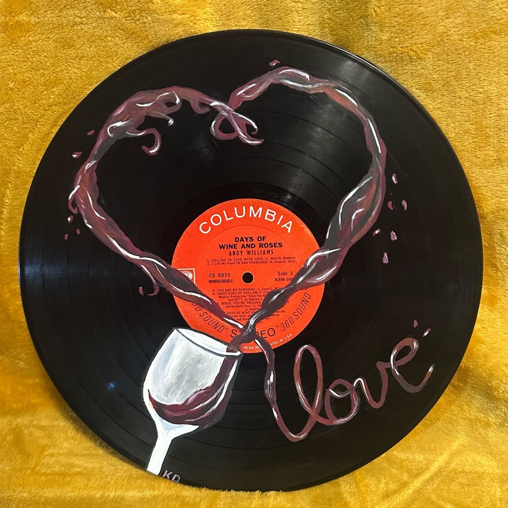Columbia Vinyl Record Art with Wine Design